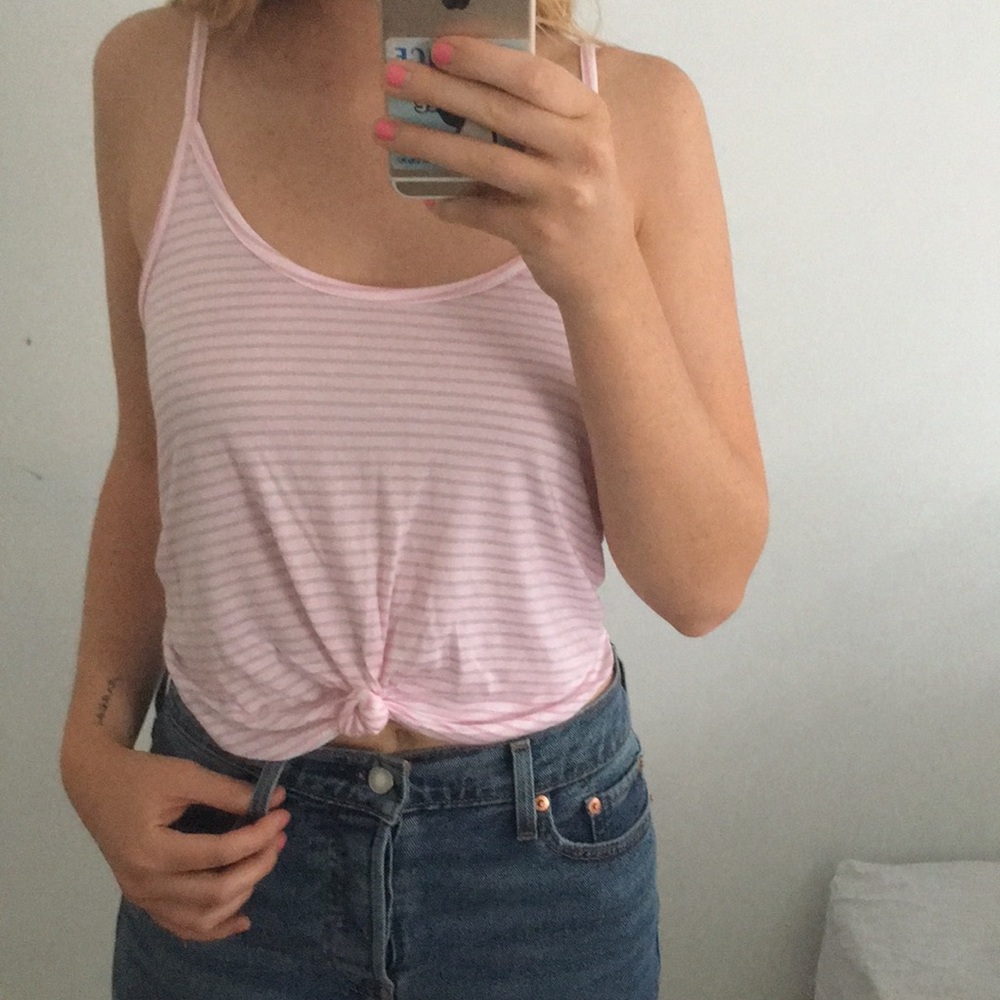 Pink stripe cropped tank
